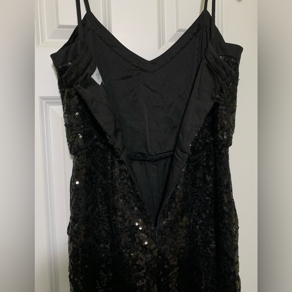 Full Sequin Jumpsuit Sparkly Fabulous CLOSET 8 Black Thin StrapPockets - Picture 7 of 13